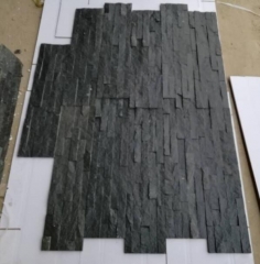 Black Quartz Slate Tiles Natural Black Culture Stone for wall cladding