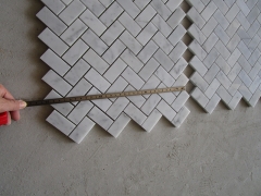 Carrara White Marble Mosaic Tile Polished Carrara Herringbone Mosaic