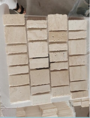 Super White Travertine Mosaic Tiles Top Homed Edge Natural Split
