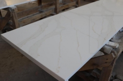 Calacatta White Quartz Slabs Flat Edge Countertops Spalash